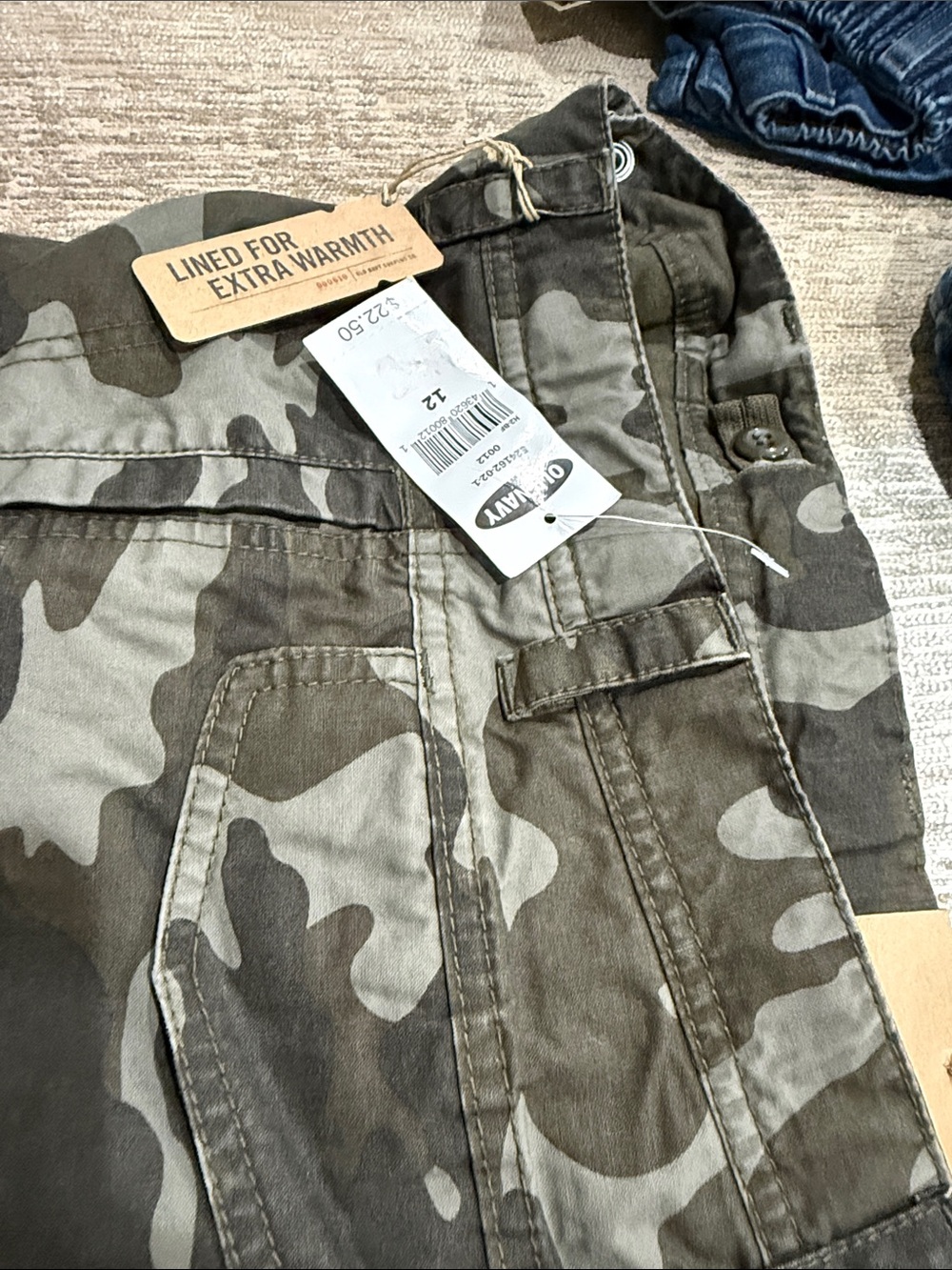 Boys Camo Utility Pants - Olive/Gray